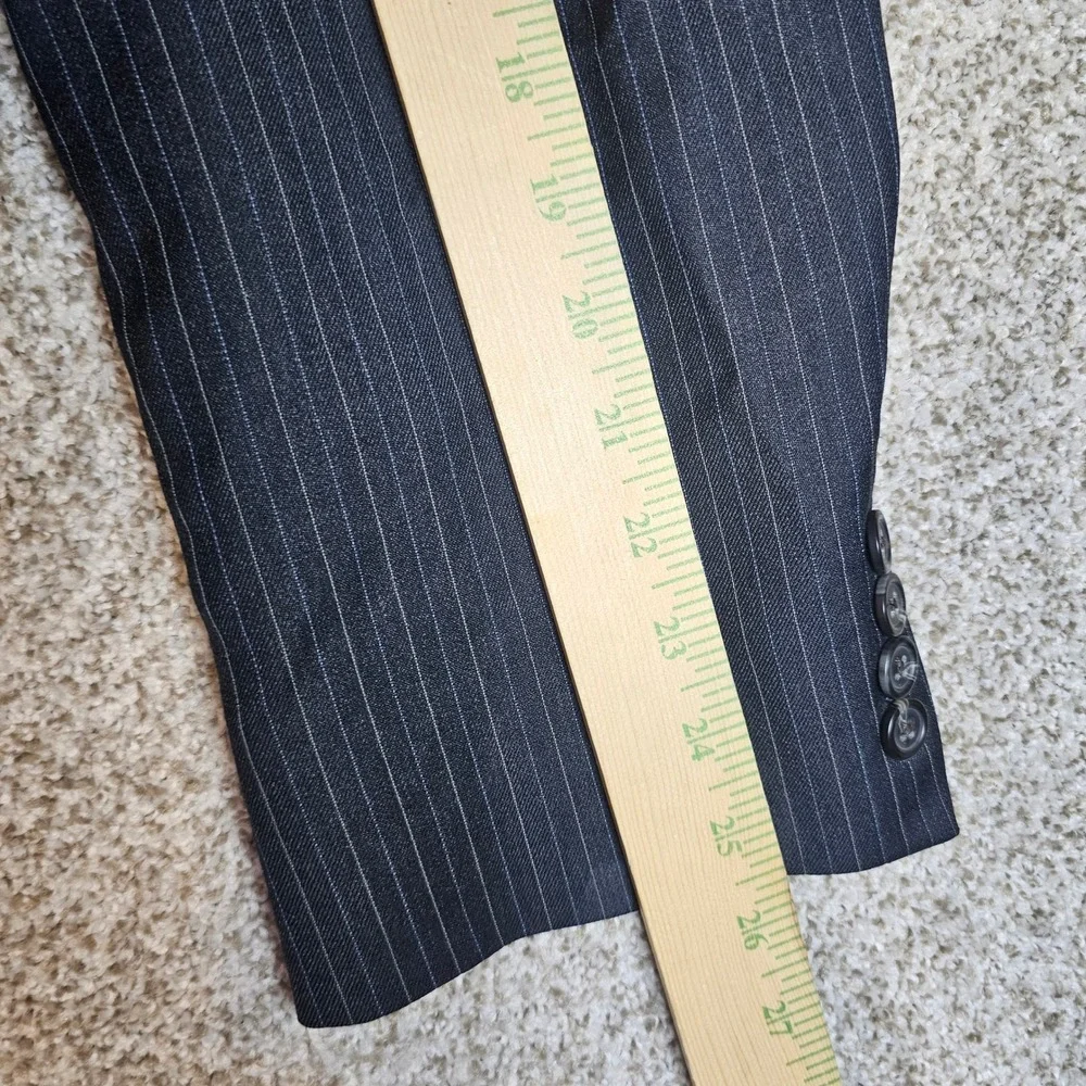 Lauren Ralph Lauren Mens 44L Pinstripe Wool Blazer Navy Blue Made in Canada 44L